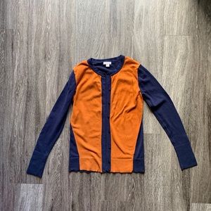 Merona Button Up Sweater Navy Blue Orange Size S